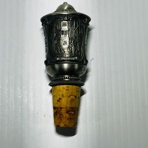 Carl Spitzweg Pewter Wine Bottle Decanter Stopper With Cork Vintage